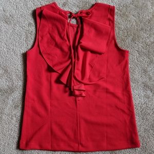 Ann Taylor Red Ruffled Back Sleeveless Blouse